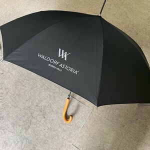 Black Umbrella with Wooden Handle